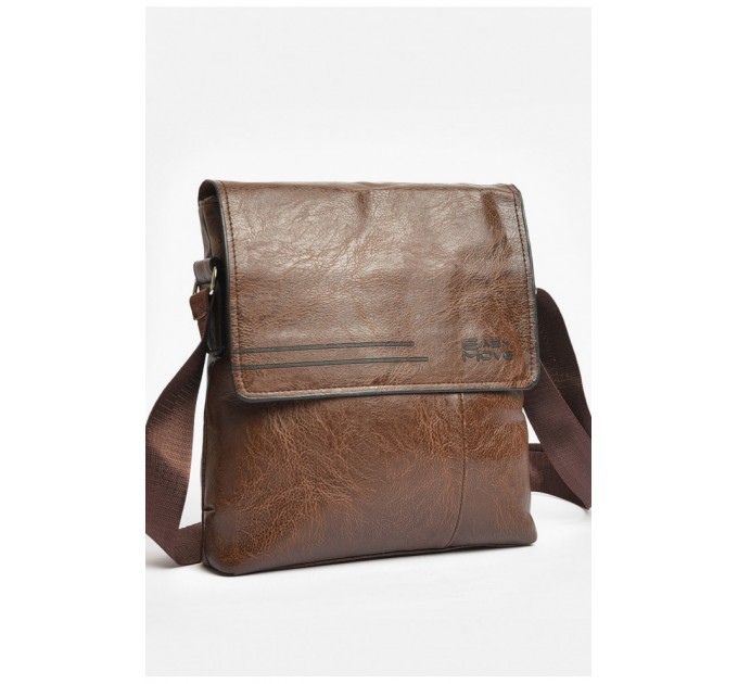 Сумка чоловіча через плече з екошкіри коричневого кольору 203645L