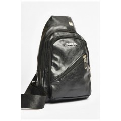 Сумка чоловіча через плече з екошкіри чорного кольору 203650L