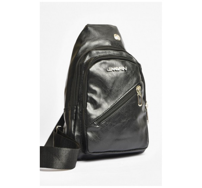 Сумка чоловіча через плече з екошкіри чорного кольору 203650L