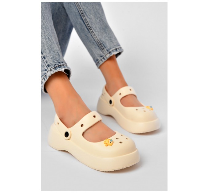 Кроксы женские молочного цвета 203789L