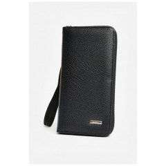 Гаманець-портмоне чоловічий з екошкіри чорного кольору 204004L