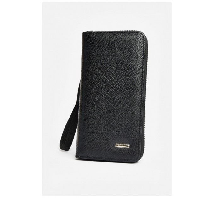 Гаманець-портмоне чоловічий з екошкіри чорного кольору 204004L