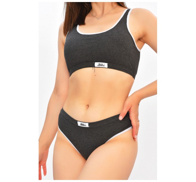 Комплект женский рубчик темно-серого цвета чашка В 204221L