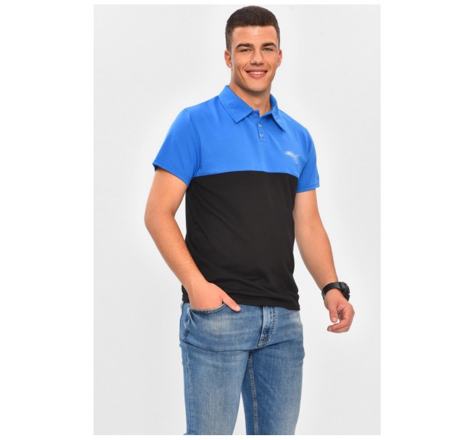 Футболка мужская поло синего цвета 204261L