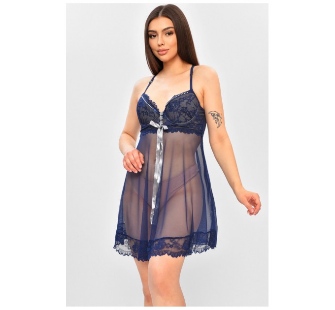 Пеньюар жіночий темно-синього кольору чашка В 204290L