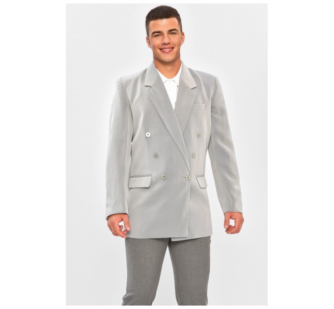 Мужской пиджак однотонный серого цвета 204329L