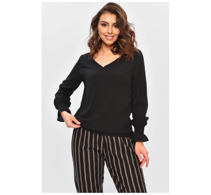 Блузка жіноча однотонна чорного кольору 204400L
