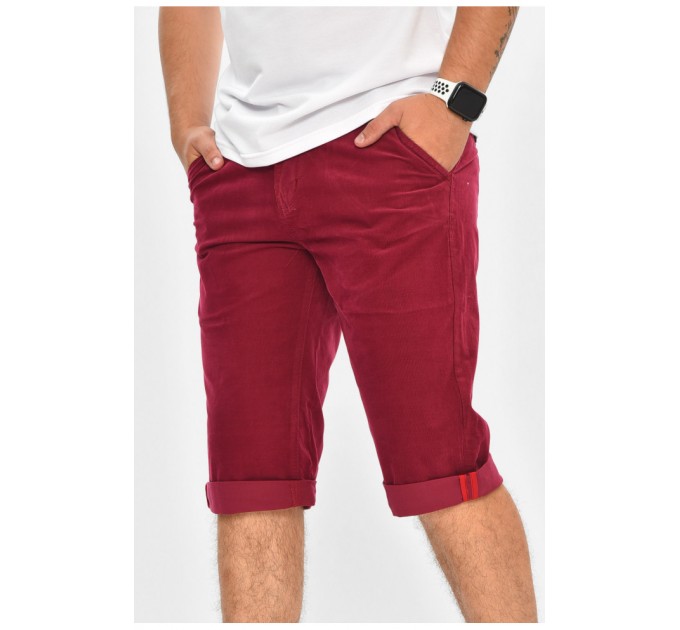 Бриджі чоловічі мікровільветові бордового кольору 204447L