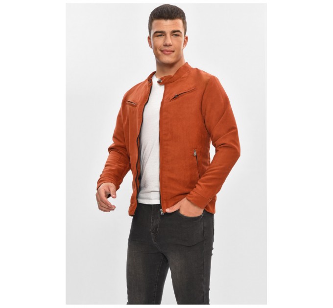 Бомбер чоловічий теракотовий замшевий 204449L