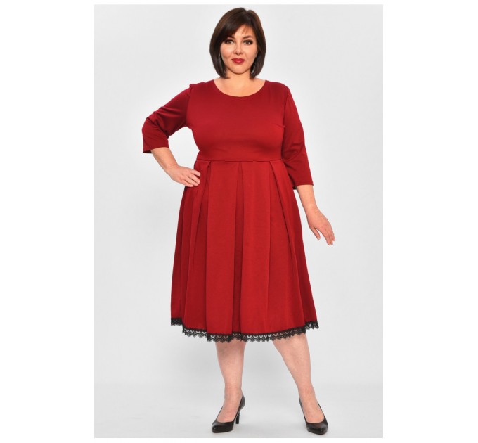 Платье женское батальное бордового цвета 204535L
