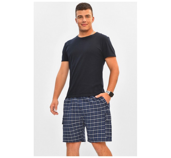 Шорты мужские батальные темно-синего с принтом 204557L