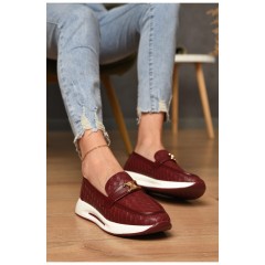 Туфлі-лофери жіночі бордового кольору 204571L