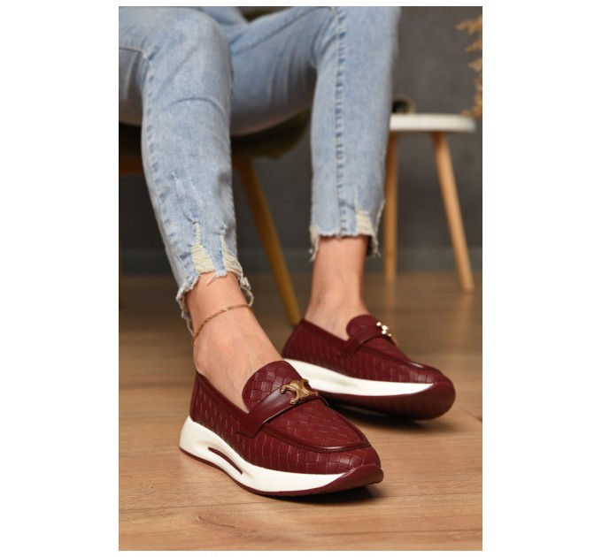 Туфлі-лофери жіночі бордового кольору 204571L