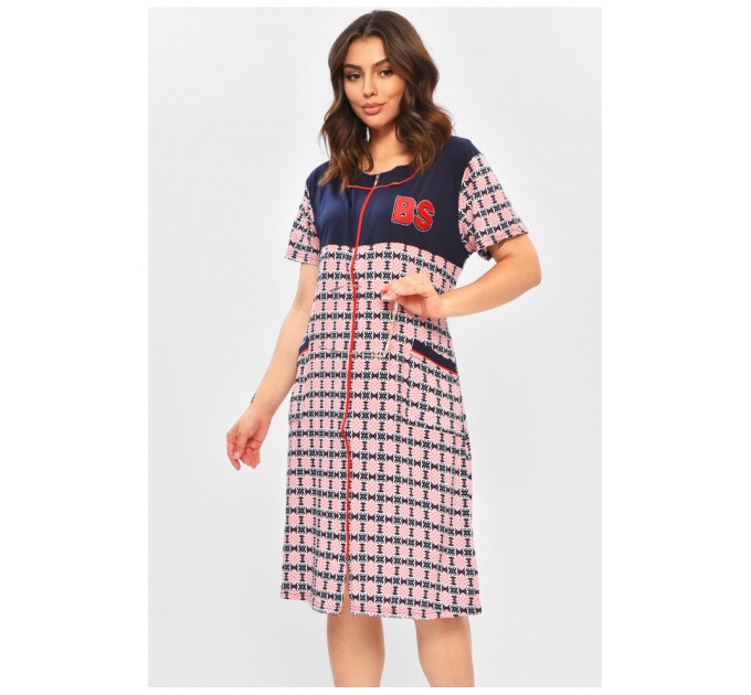 Халат жіночий батальний темно-синього кольору з принтом 204595L