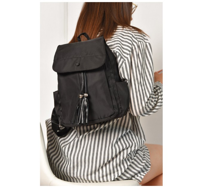 Рюкзак жіночий однотонний чорного кольору 204644L