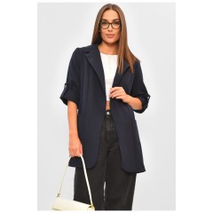 Піджак жіночий однотонний темно-синього кольору 204710L