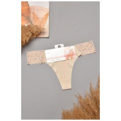 Стрінги жіночі однотонні бежевого кольору 204832L