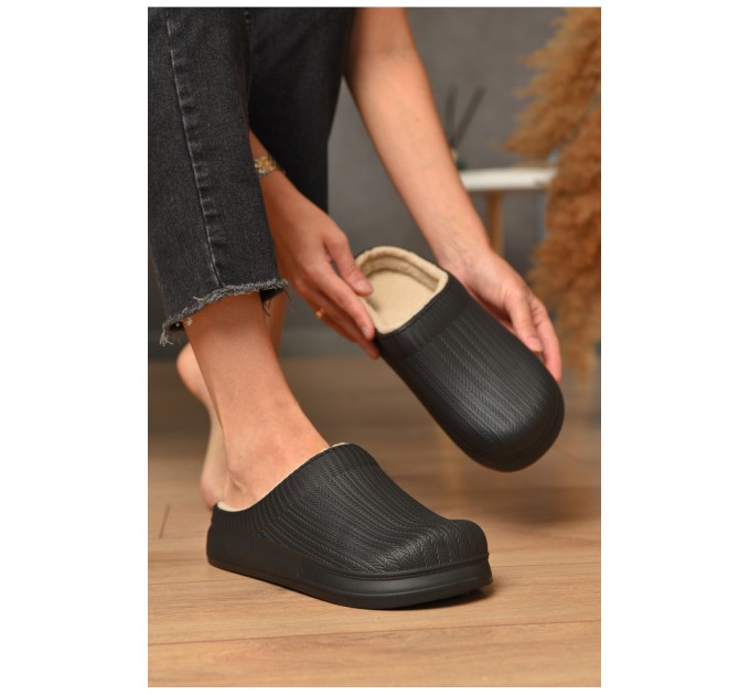 Галоши женские без задника утепленные черного цвета 204899L