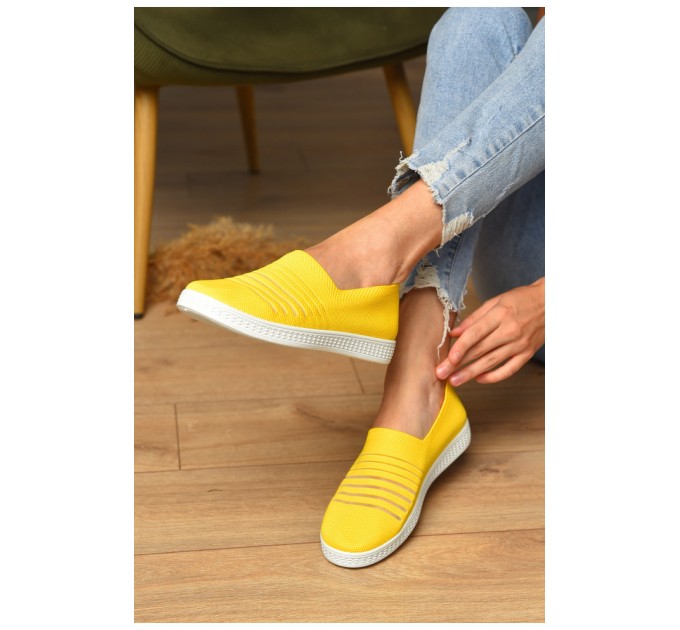 Мокасини жіночі жовтого кольору текстиль 204952L