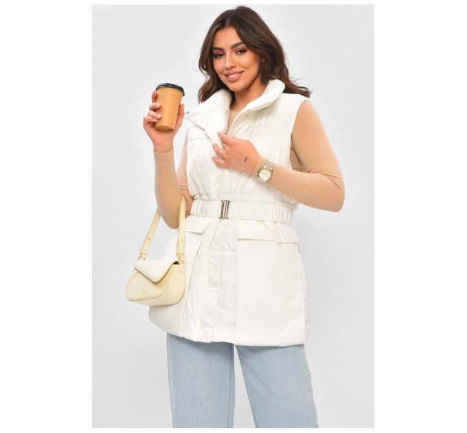 Жилетка жіноча однотонна білого кольору 205033L