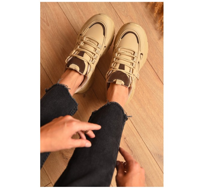 Кроссовки женские бежевого цвета 205061L