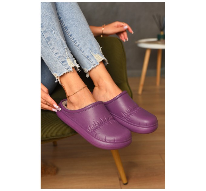 Калоші жіночі без задника утеплені бордового кольору 205554L