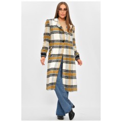 Пальто жіноче білого кольору з принтом 205790L