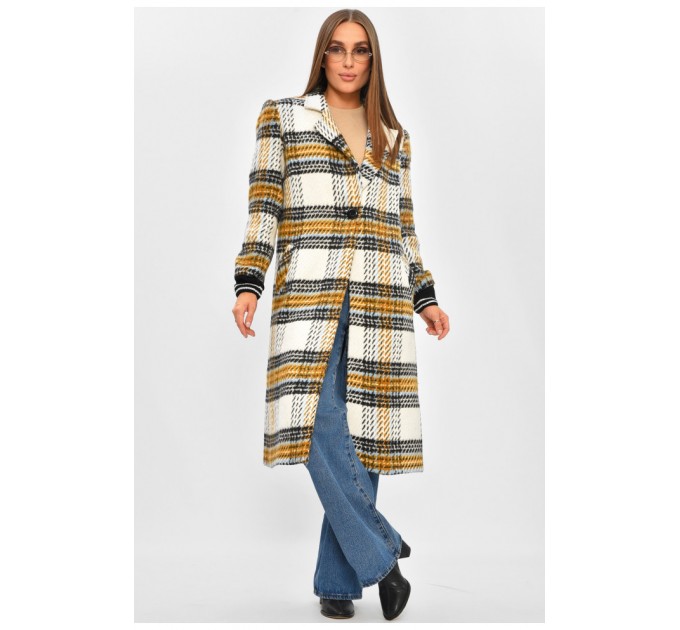 Пальто жіноче білого кольору з принтом 205790L