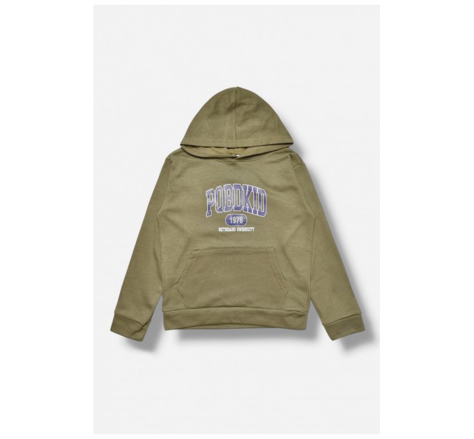 Світшот дитячий для хлопчика на флісі оливкового кольору 205993L