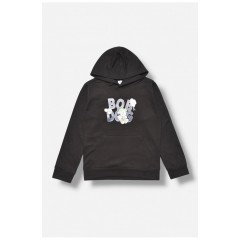 Свитшот детский для мальчика на флисе черного цвета 206012L