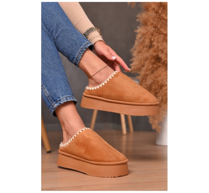 Капці-уггі жіночі коричневого кольору штучна замша 206225L