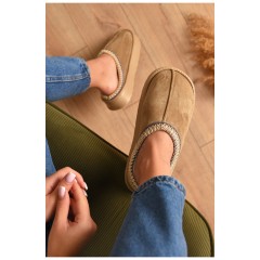 Домашні капці жіночі на хутрі молочного кольору 206347L