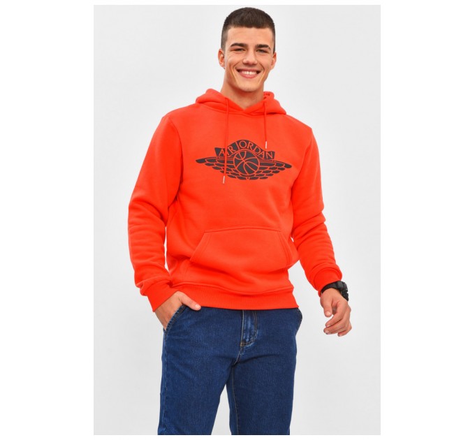Худі чоловіче на флісі червоного кольору з принтом 206445L