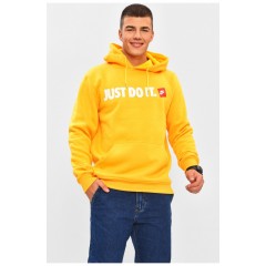 Худі чоловіче на флісі жовтого кольору з принтом 206446L Худі чоловіче на флісі жовтого кольору з принтом 206446L