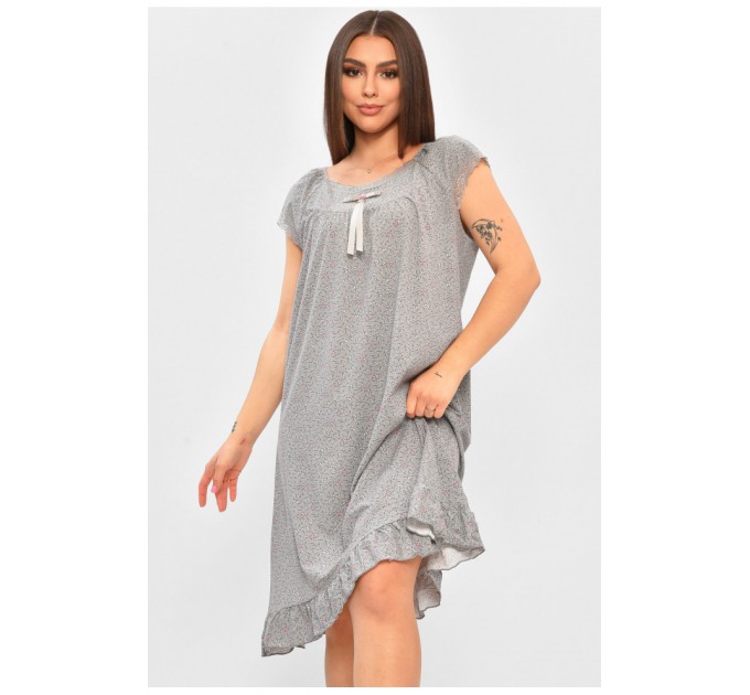 Ночная женская рубашка полубатальная серого цвета с принтом 206458L
