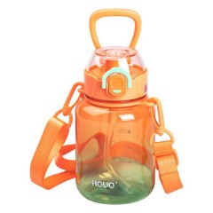 Пляшка для напоїв з ремінцем та трубочкою 700 мл, помаранчевий