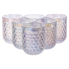 Набір склянок 6 штук по 250 мл із товстогого скла рельєфні, rainbow