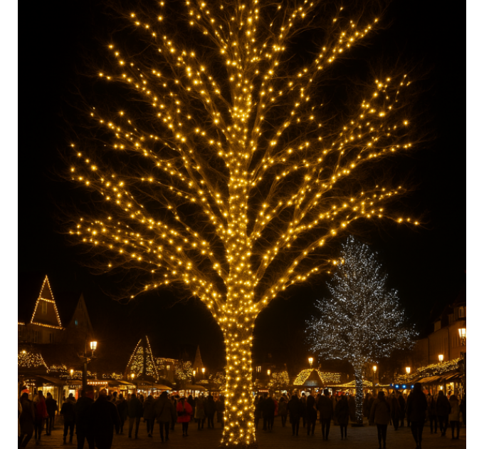 Гирлянда Нитка вулична 500 LED 50 м біла, жовтий