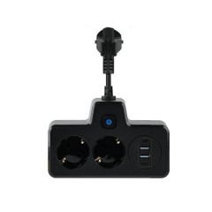 Мережевий фільтр-розгалужувач SNAILS 2 розетки LED 4 USB 8 см, чорний Мережевий фільтр-розгалужувач SNAILS 2 розетки LED 4 USB 8 см, чорний