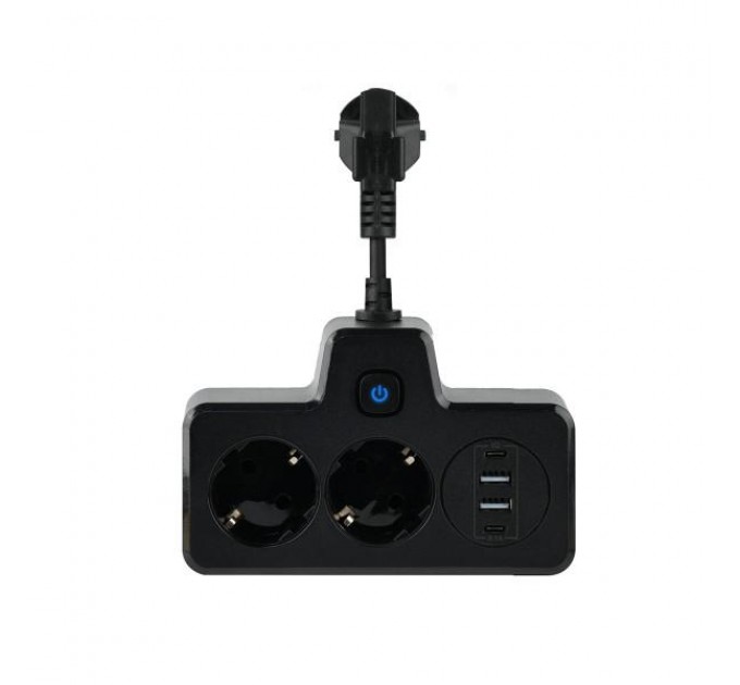 Сетевой фильтр-разветвитель SNAILS 2 розетки LED 4 USB 8 см, черный Сетевой фильтр-разветвитель SNAILS 2 розетки LED 4 USB 8 см, черный