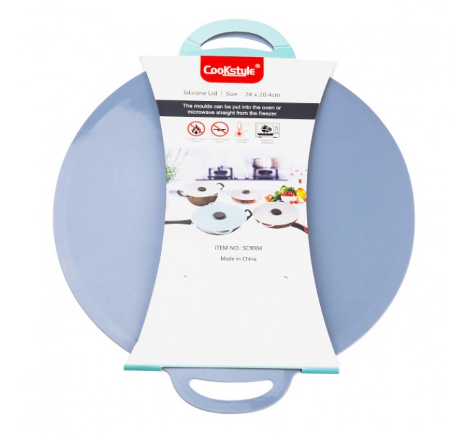 Кришка для посуду силіконова універсальна діаметром 20,4 см, сірий