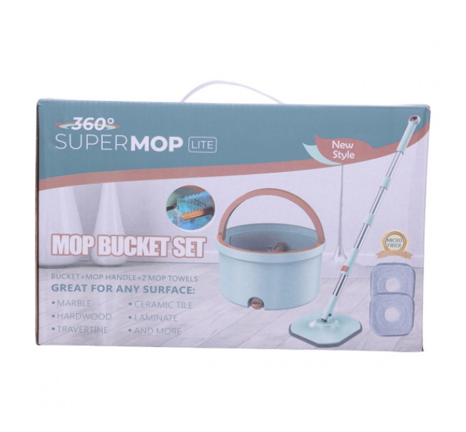 Швабра з відром для віджиму та змінною насадкою 119 см