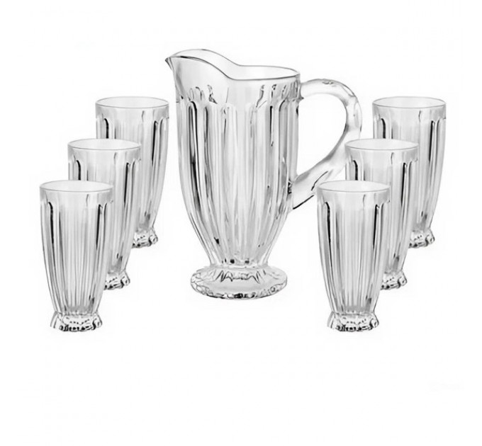 Набір для напоїв глечик зі склянками 6 штук, прозорий