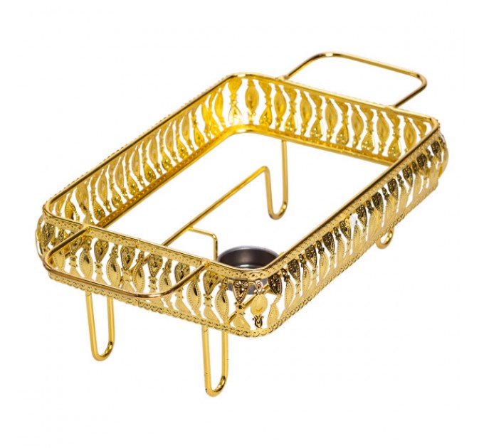 Мармитница фарфоровая 1.5 л прямоугольная на металлической подставке, белый