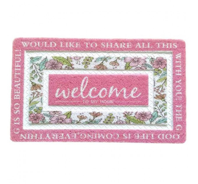 Килимок придверний Welcome прямокутний 60*40 см, рожевий