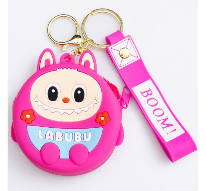 Кошелек-брелок Лабубу силиконовый на молнии 7,5*7*2,5 см, малиновый Кошелек-брелок Лабубу силиконовый на молнии 7,5*7*2,5 см, малиновый