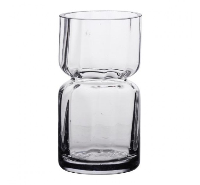 Ваза для квітів скляна у формі пісочного годинника 15 см, прозорий