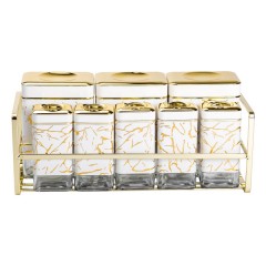 Набір ємностей для зберігання 8 штук по 650/150 мл на металевій підставці, білий