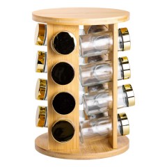 Набор емкостей для специй 16 баночек по 110 мл на деревянной подставке Набор емкостей для специй 16 баночек по 110 мл на деревянной подставке