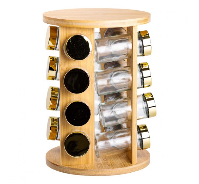 Набір ємностей для спецій 16 баночок по 110 мл на дерев'яній підставці